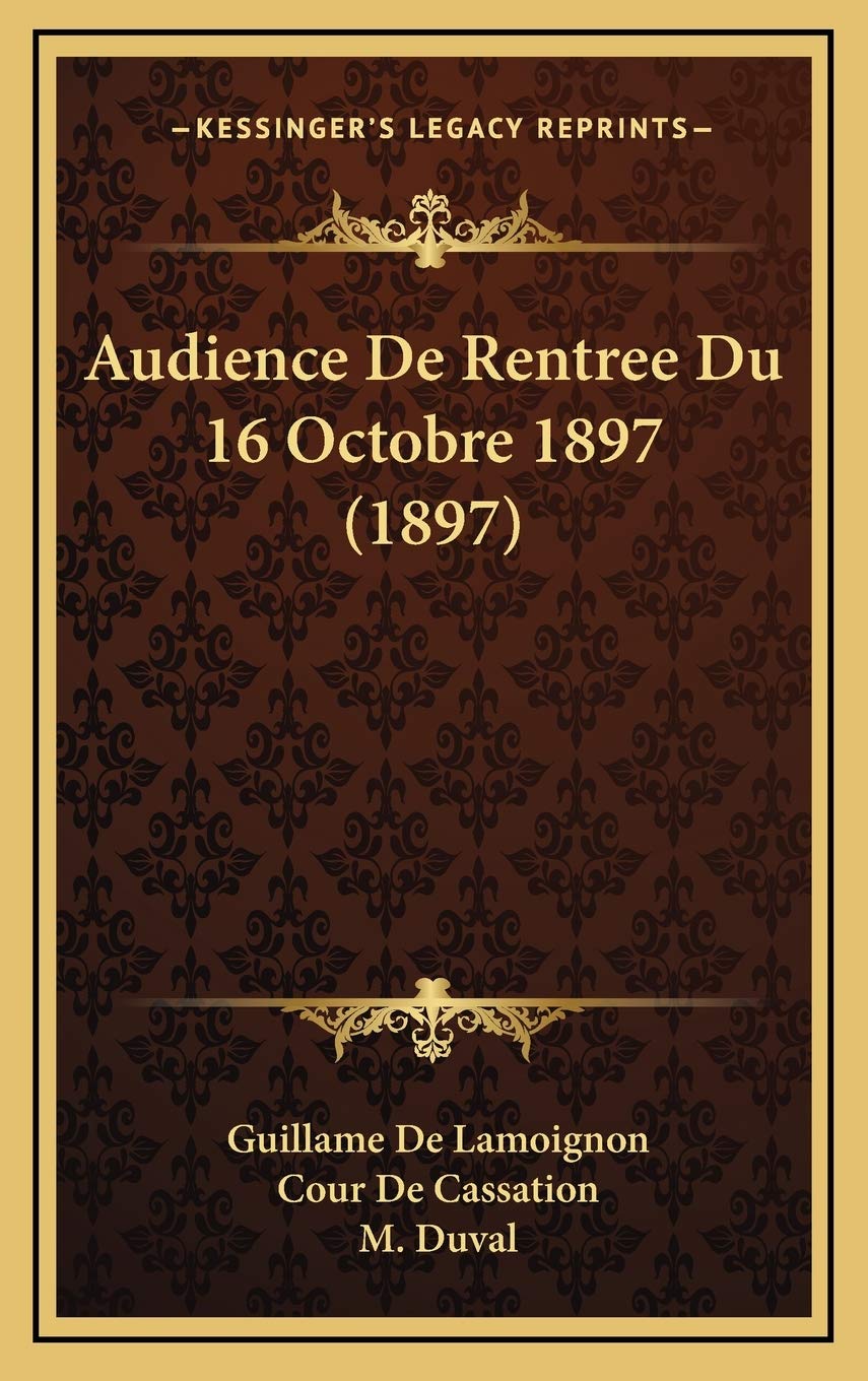 Audience De Rentree Du 16 Octobre 1897 (1897) Contemporary literature