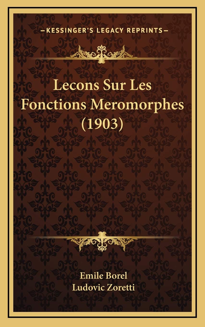 Lecons Sur Les Fonctions Meromorphes (1903) book