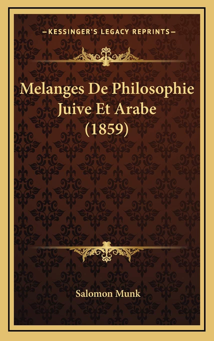 Melanges De Philosophie Juive Et Arabe (1859) book