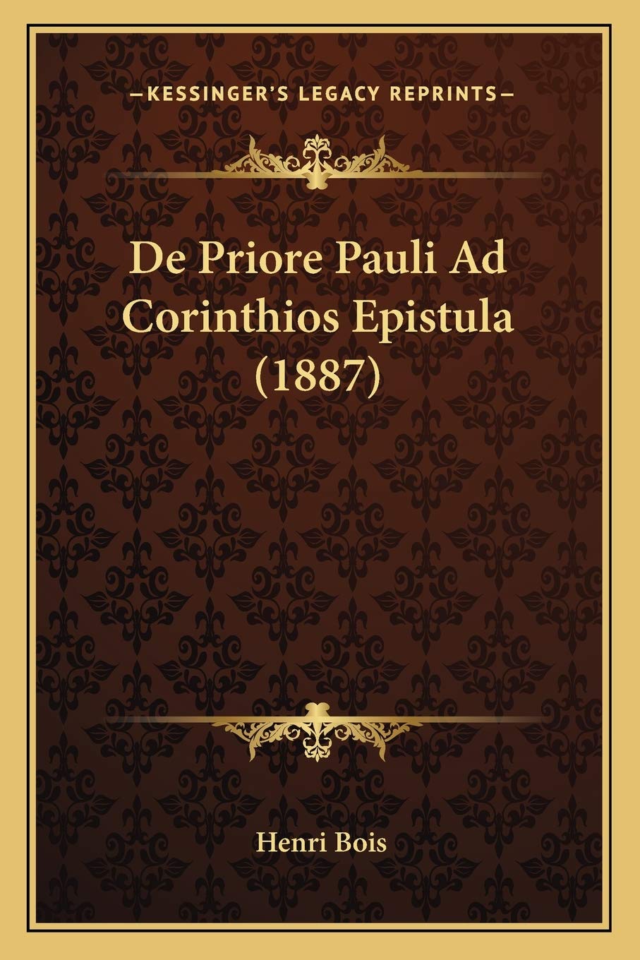 De Priore Pauli Ad Corinthios Epistula (1887) Social Sciences