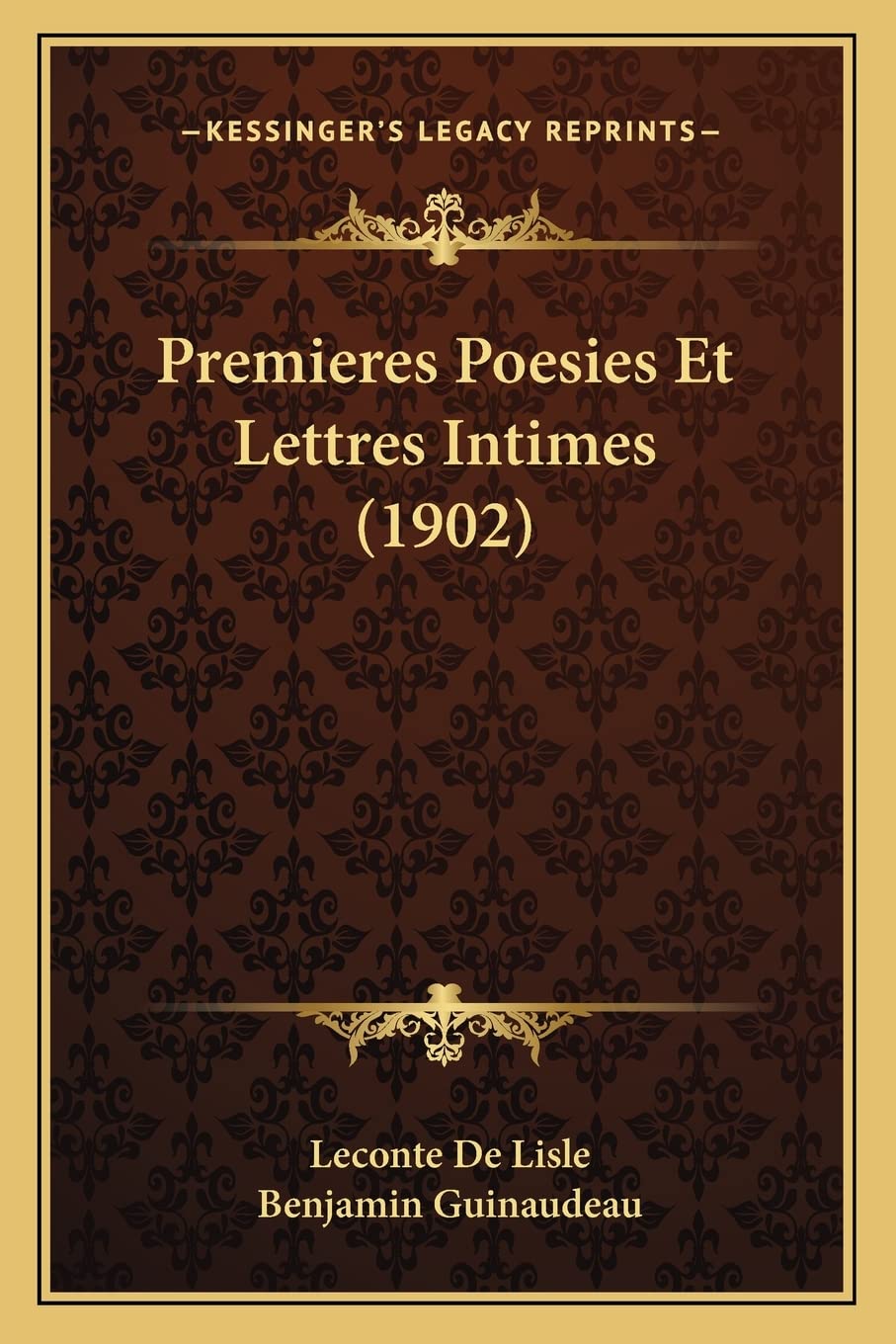 Premieres Poesies Et Lettres Intimes (1902) book