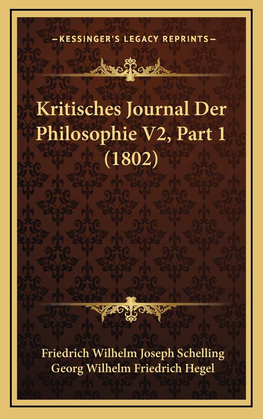 Kritisches Journal Der Philosophie V2, Part 1 (1802) Contemporary literature