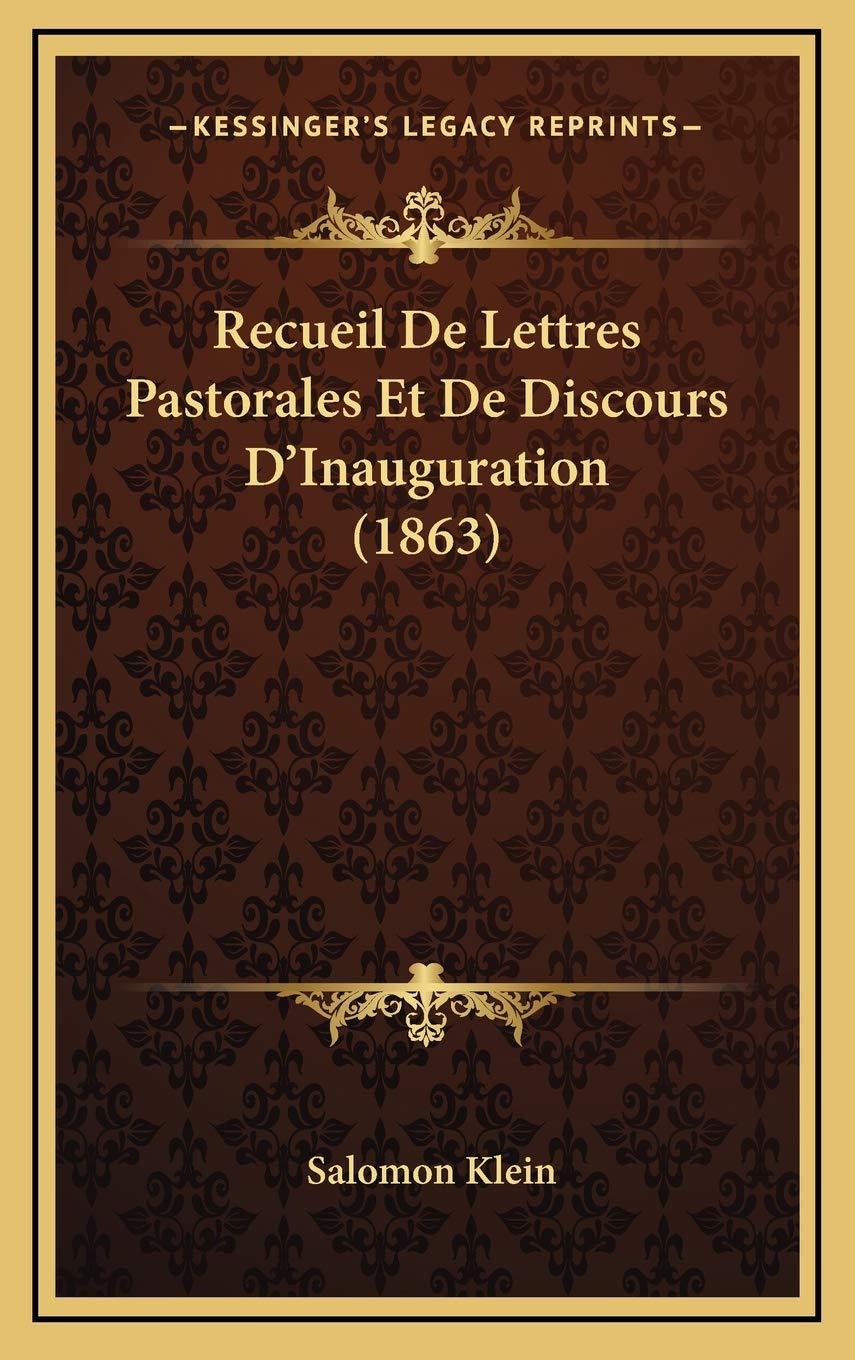 Recueil De Lettres Pastorales Et De Discours D'Inauguration (1863) Contemporary literature