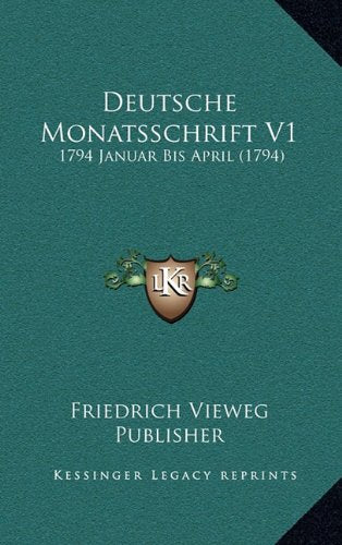Deutsche Monatsschrift V1: 1794 Januar Bis April (1794) Contemporary literature
