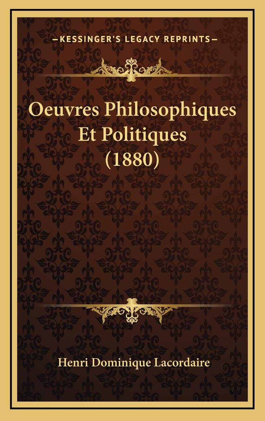 Oeuvres Philosophiques Et Politiques (1880) Contemporary literature