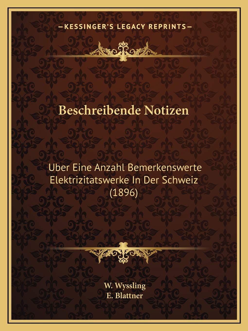 Beschreibende Notizen: Uber Eine Anzahl Bemerkenswerte Elektrizitatswerke In Der Schweiz (1896) International