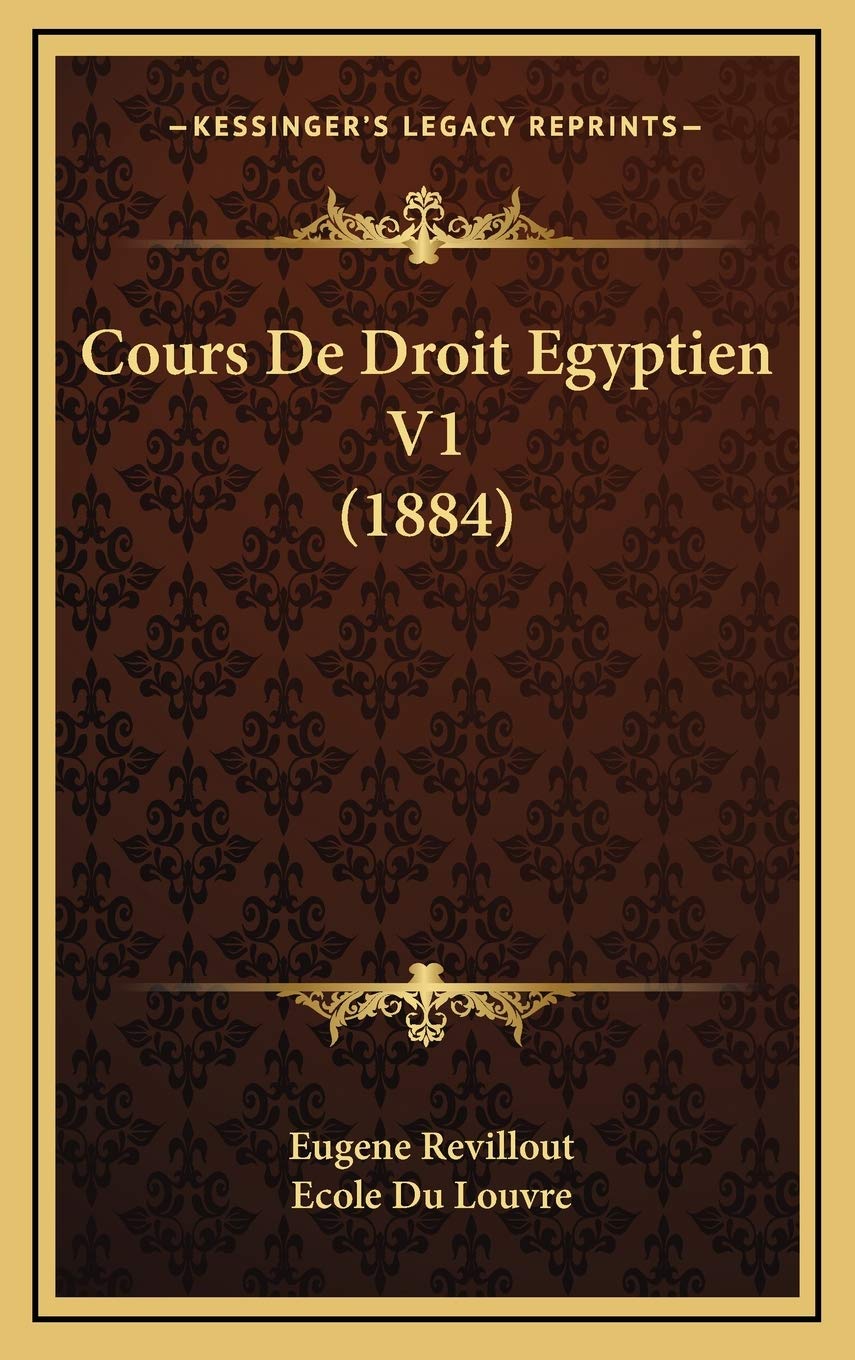 Cours De Droit Egyptien V1 (1884) Contemporary literature