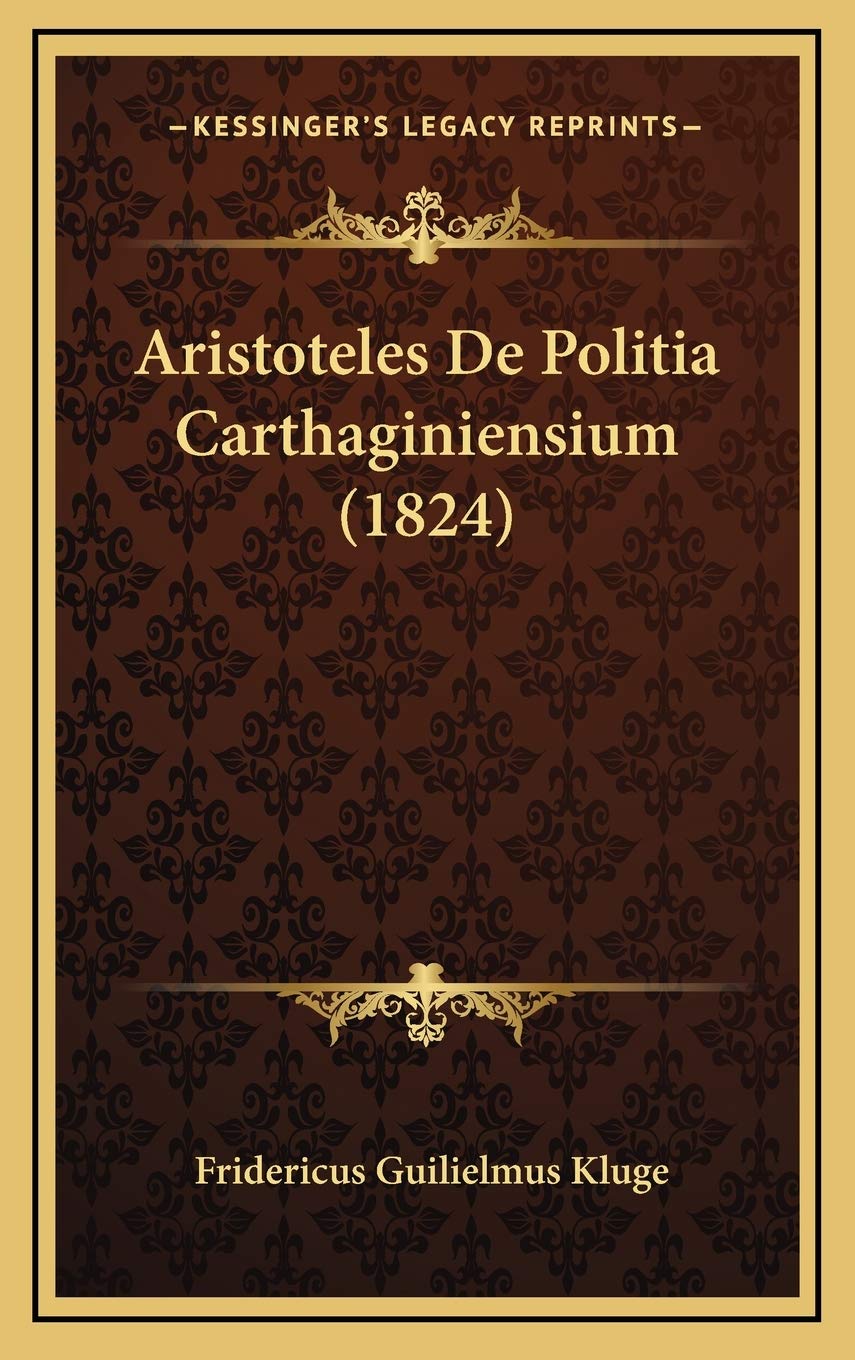 Aristoteles De Politia Carthaginiensium (1824) Contemporary literature