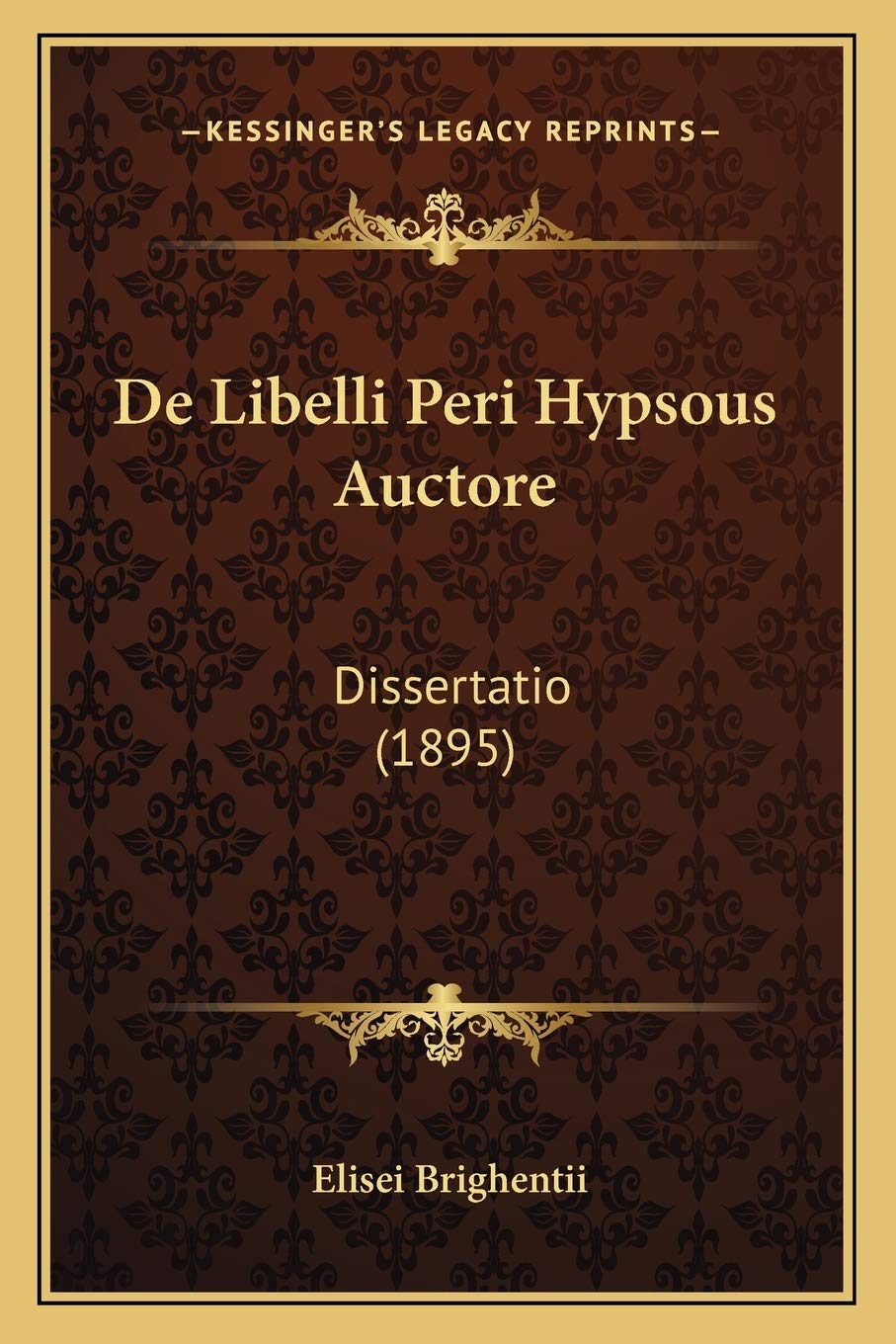 De Libelli Peri Hypsous Auctore: Dissertatio (1895) Philosophy