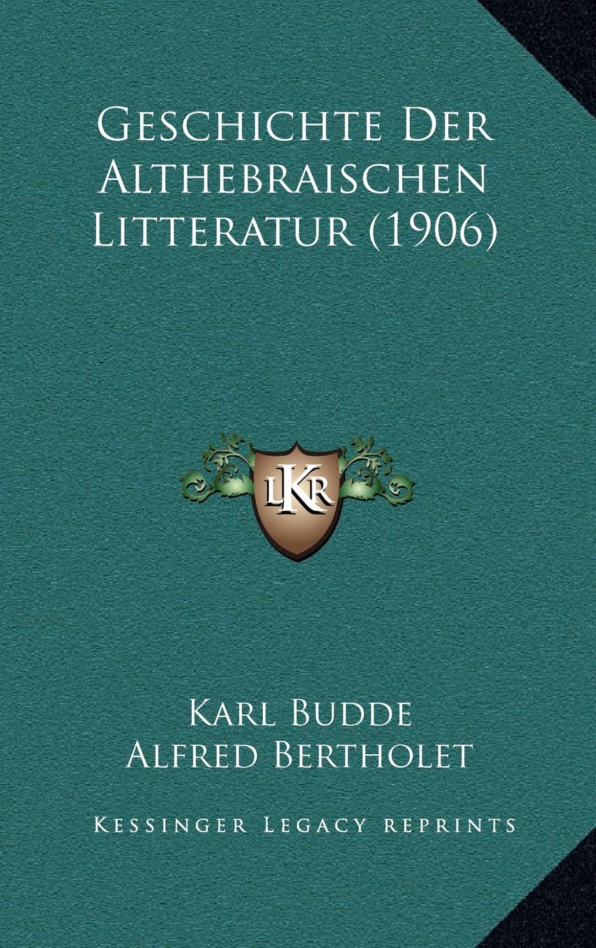 Geschichte Der Althebraischen Litteratur (1906) Contemporary literature