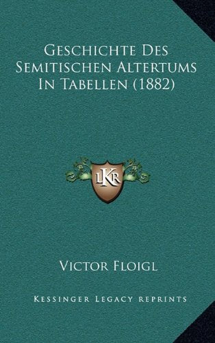 Geschichte Des Semitischen Altertums In Tabellen (1882) Contemporary literature