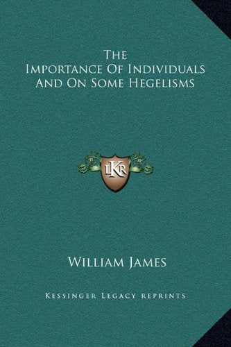The Importance Of Individuals And On Some Hegelisms Contemporary literature