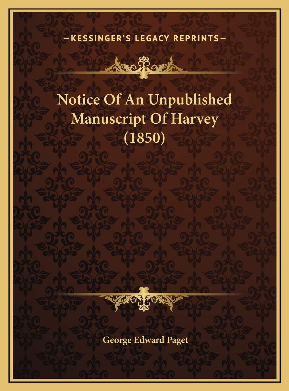 Notice Of An Unpublished Manuscript Of Harvey (1850) Contemporary literature