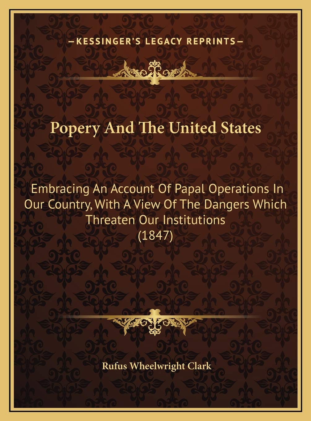Popery And The United States: Embracing An Account Of Papal Operations In Our Country, With A View Of The Dangers Which Threaten Our Institutions (1847) Contemporary literature Books