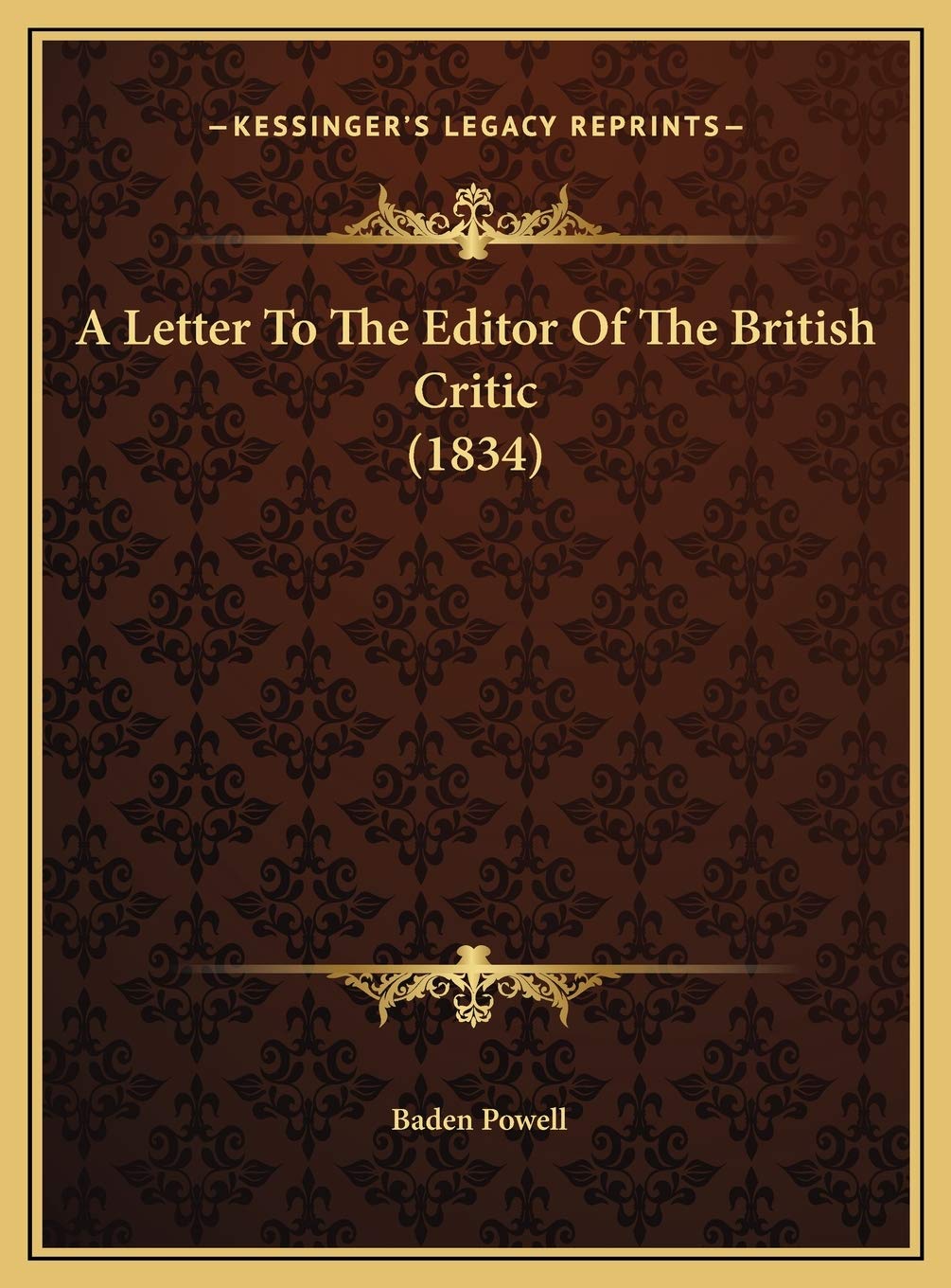 A Letter To The Editor Of The British Critic (1834) Contemporary literature