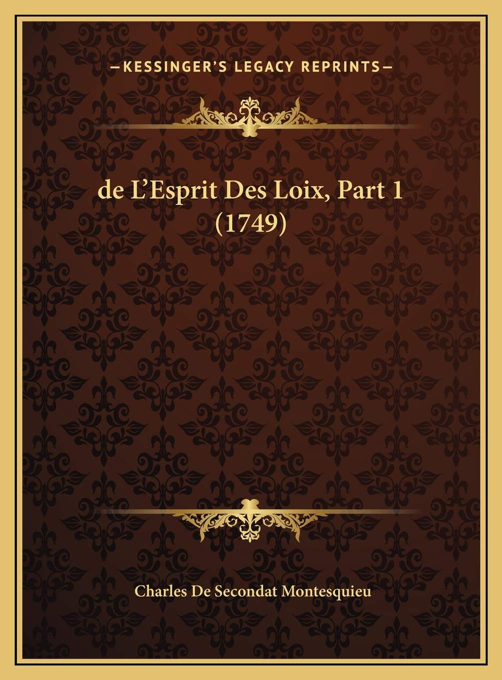 de L'Esprit Des Loix, Part 1 (1749) Contemporary literature