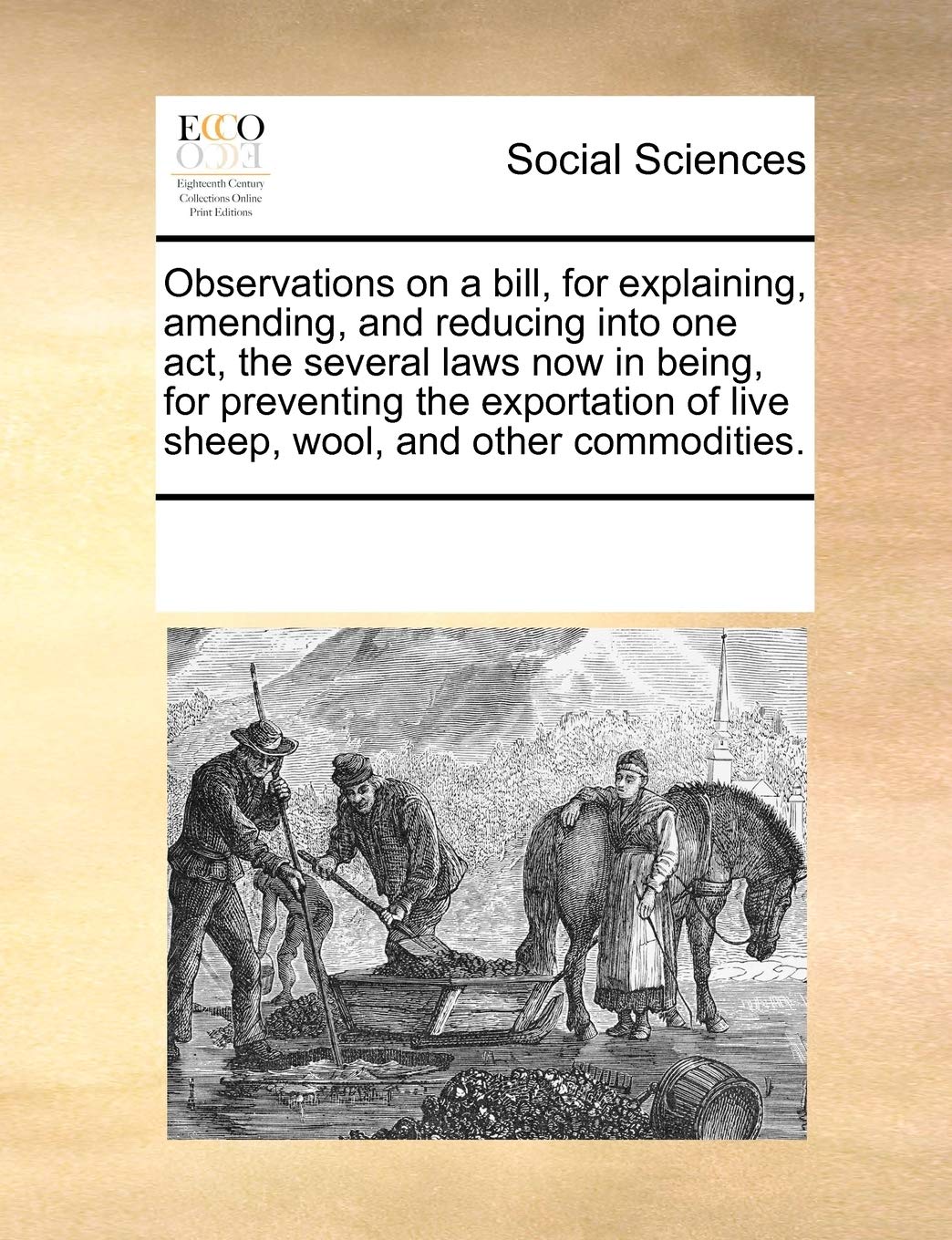 Observations on a bill, for explaining, amending, and reducing into one act, the several laws now in being, for preventing the exportation of live sheep, wool, and other commodities. Books