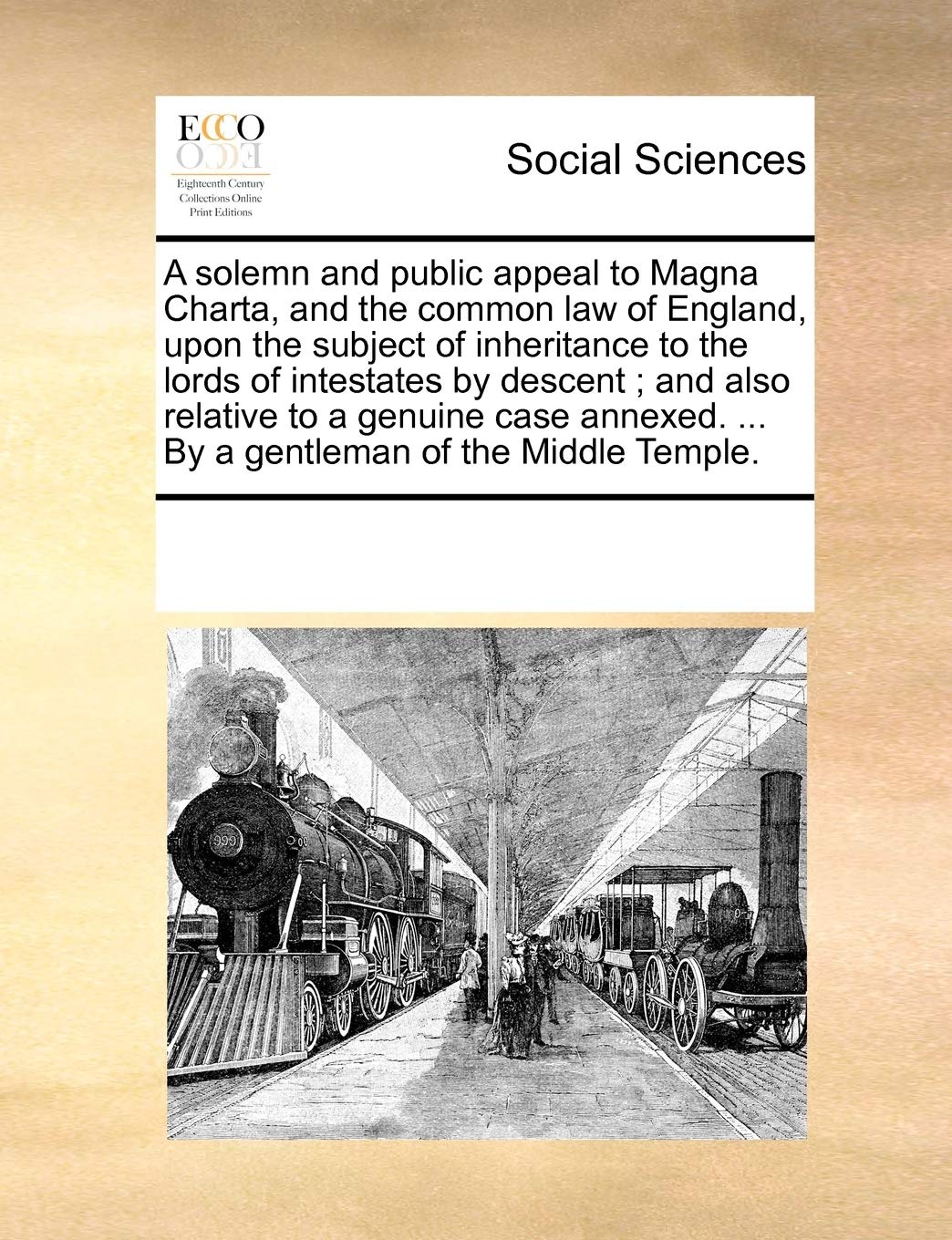 A solemn and public appeal to Magna Charta, and the common law of England, upon the subject of inheritance to the lords of intestates by descent; and ... ... By a gentleman of the Middle Temple. Books