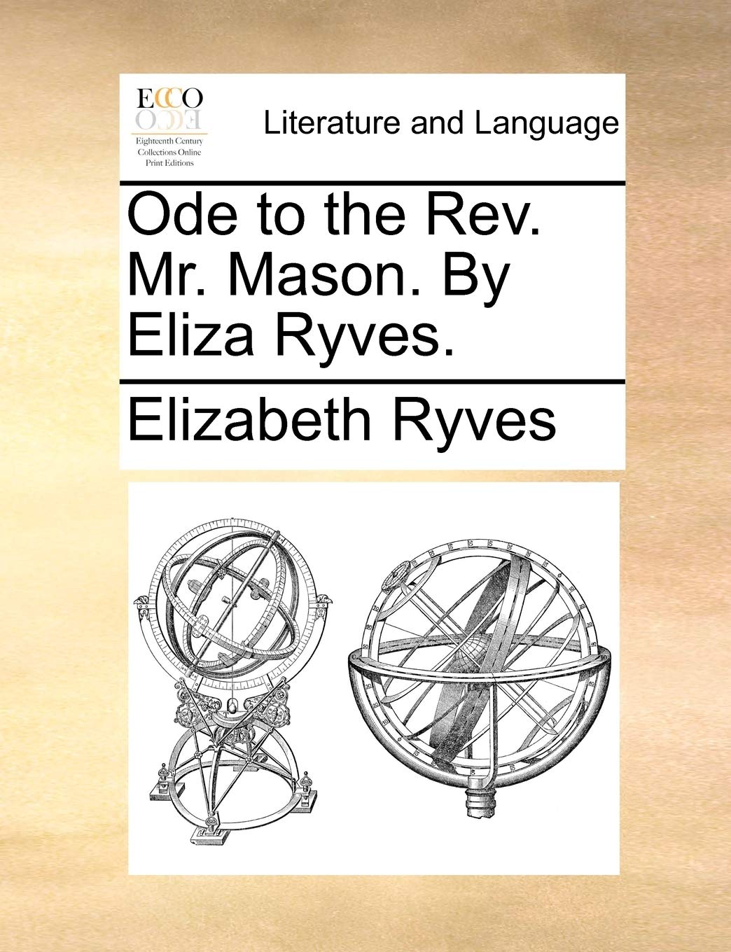 Ode to the REV. Mr. Mason. by Eliza Ryves. Social Sciences