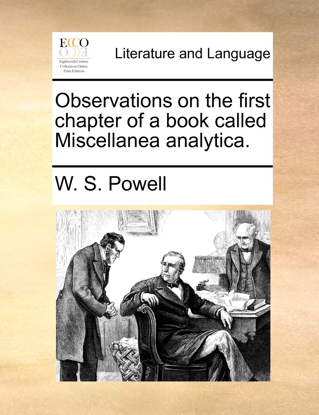 Observations on the First Chapter of a Book Called Miscellanea Analytica. Social Sciences