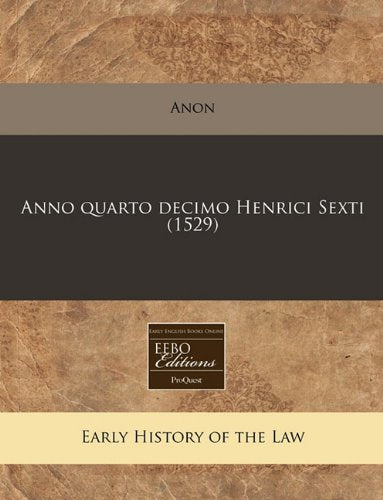 Product Image: Anno Quarto Decimo Henrici Sexti (1529)