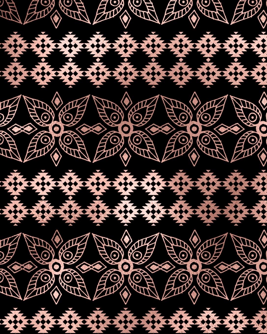 Rose Gold and Black Bohemian Composition Notebook - Large Unruled Notebook - 8x10 Blank Notebook (Softcover Journal / Notebook / Sketchbook / Diary) Business, Finance & Career