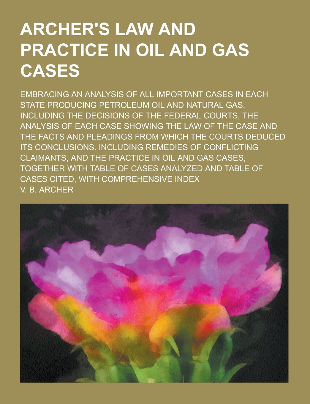Archer's Law and Practice in Oil and Gas Cases; Embracing an Analysis of All Important Cases in Each State Producing Petroleum Oil and Natural Gas, in Books
