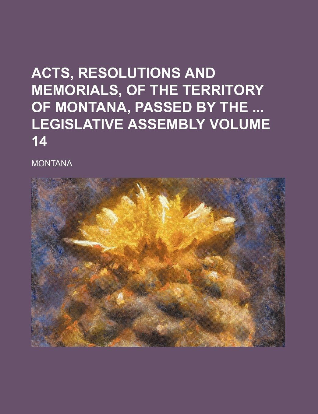 Acts, Resolutions and Memorials, of the Territory of Montana, Passed by the Legislative Assembly Volume 14 Books