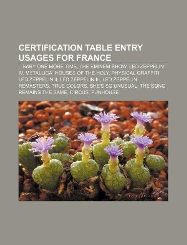 Certification Table Entry Usages for France: ...Baby One More Time, the Eminem Show, Led Zeppelin IV, Metallica, Houses of the Holy book