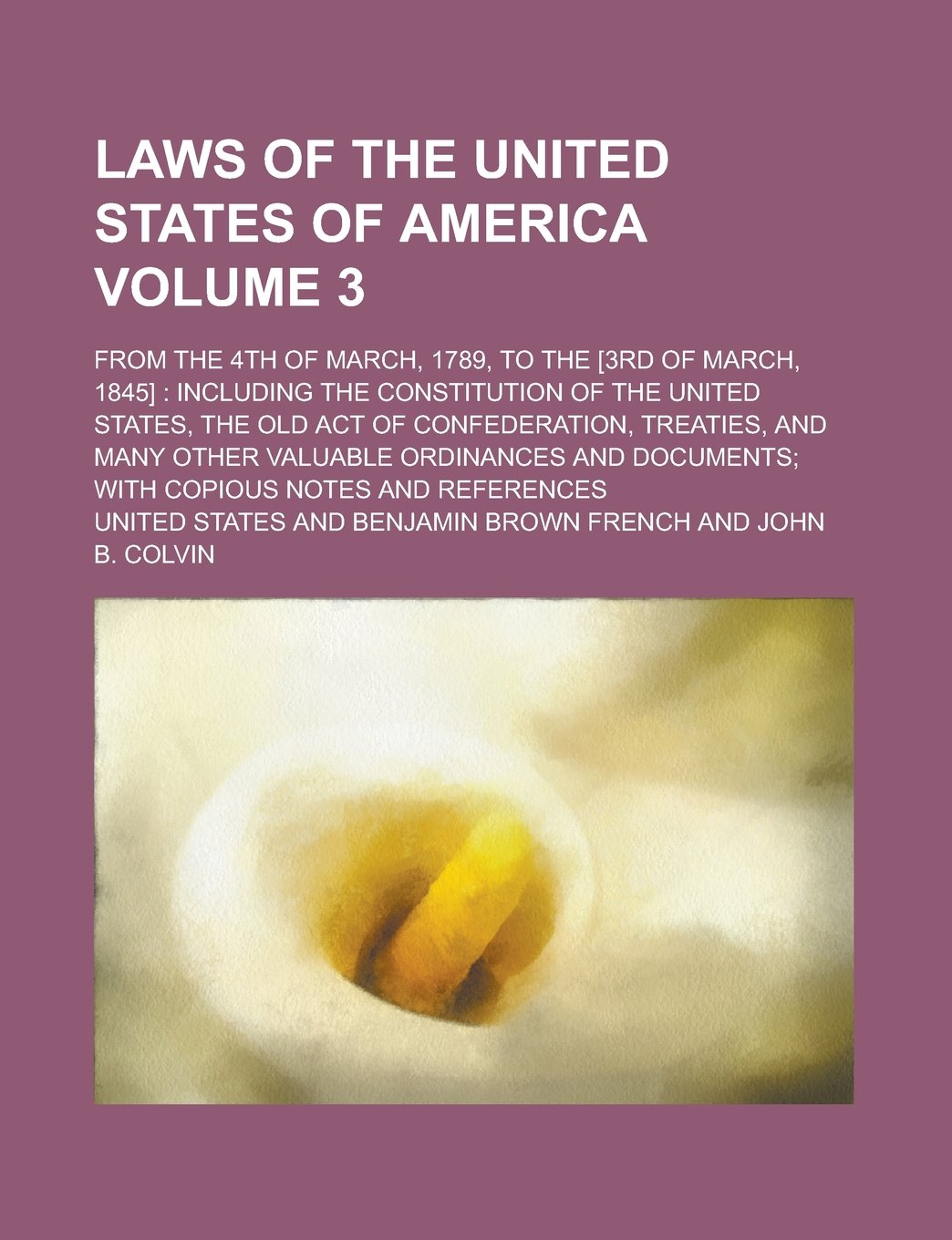 Laws of the United States of America; From the 4th of March, 1789, to the : Including the Constitution of the United States, the ... Many Other Valuable Ordinances and Volume 3 Books