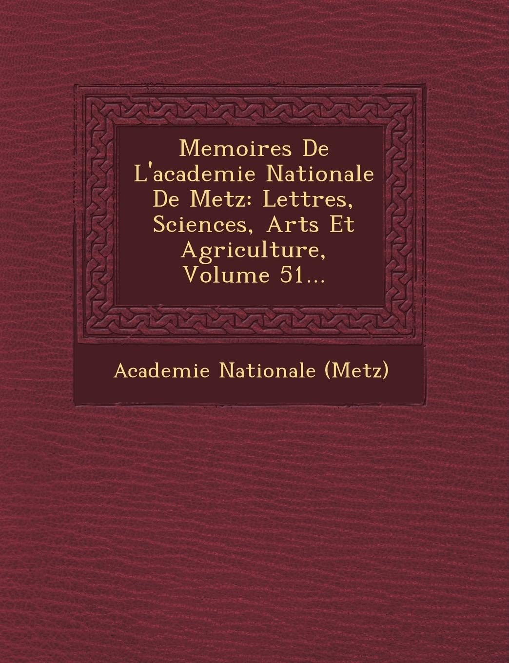 Memoires de l'Academie Nationale de Metz: Lettres, Sciences, Arts Et Agriculture, Volume 51... book