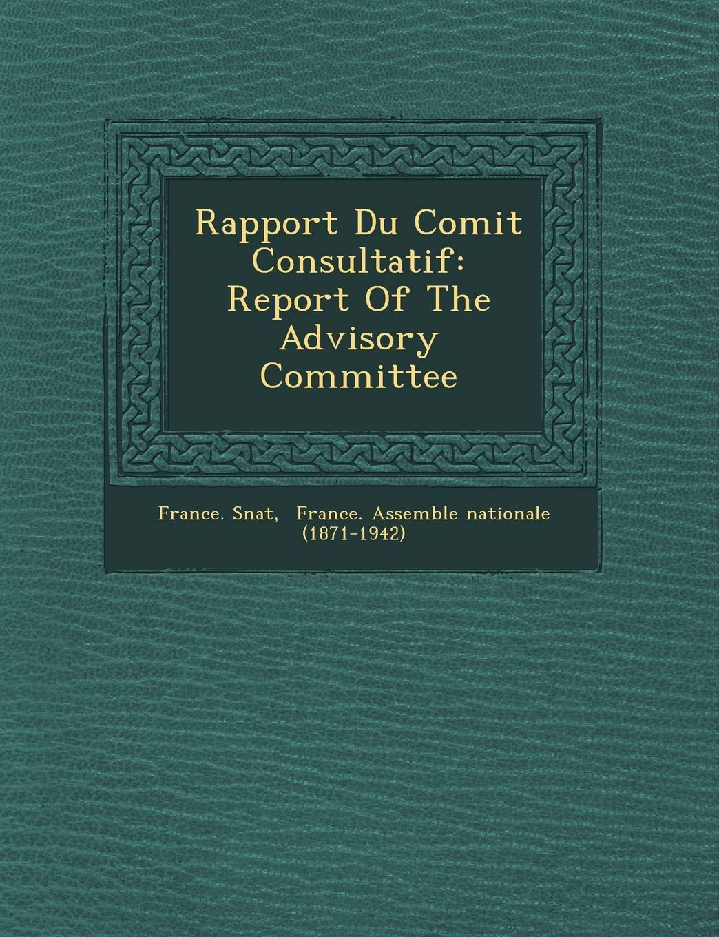 Rapport Du Comit Consultatif: Report of the Advisory Committee book
