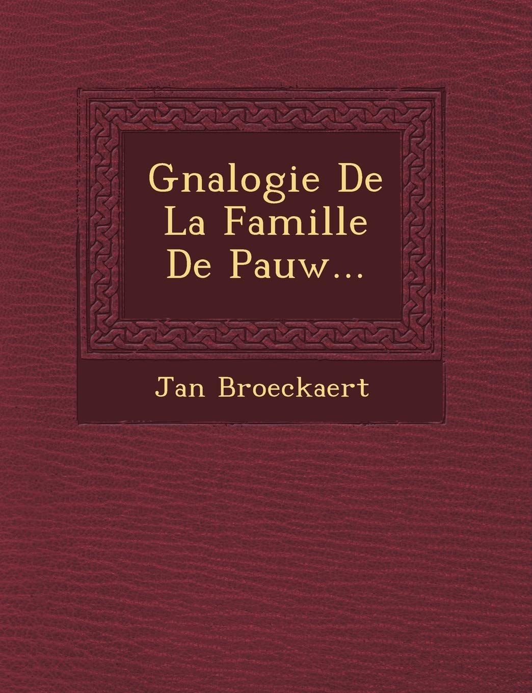 G N Alogie de La Famille de Pauw... book