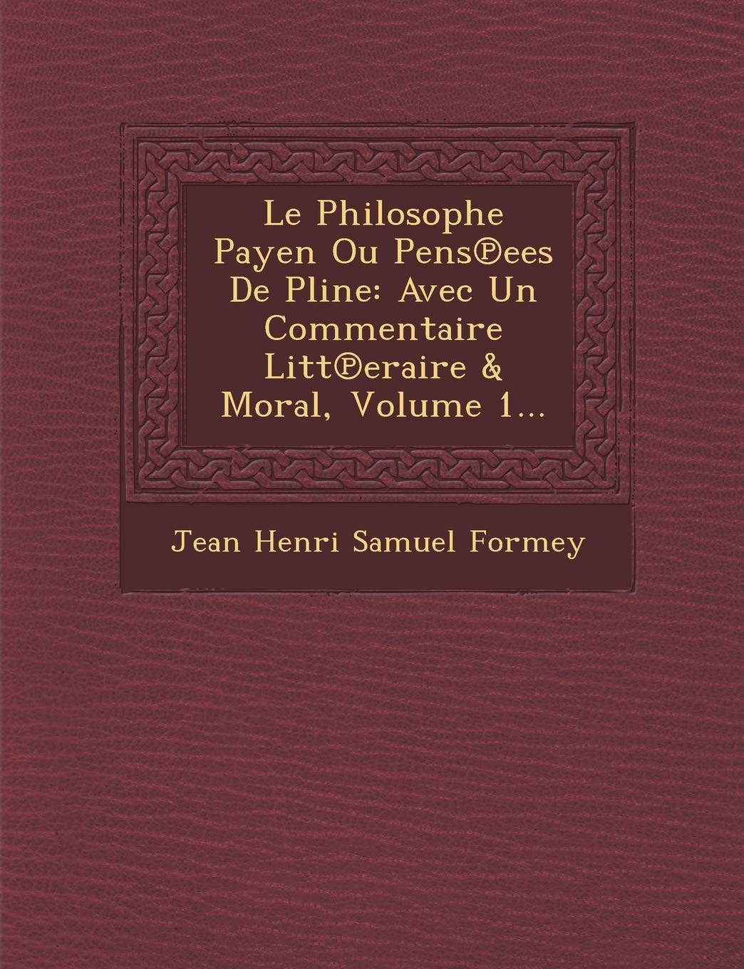 Le Philosophe Payen Ou Pens Ees de Pline: Avec Un Commentaire Litt Eraire & Moral, Volume 1... book