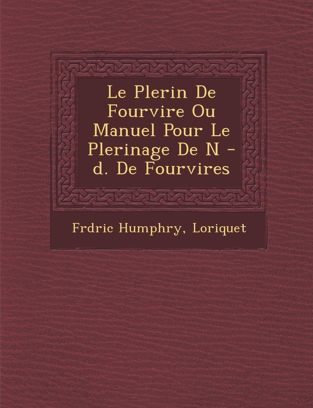 Le P Lerin de Fourvi Re Ou Manuel Pour Le P Lerinage de N -D. de Fourvi Res book