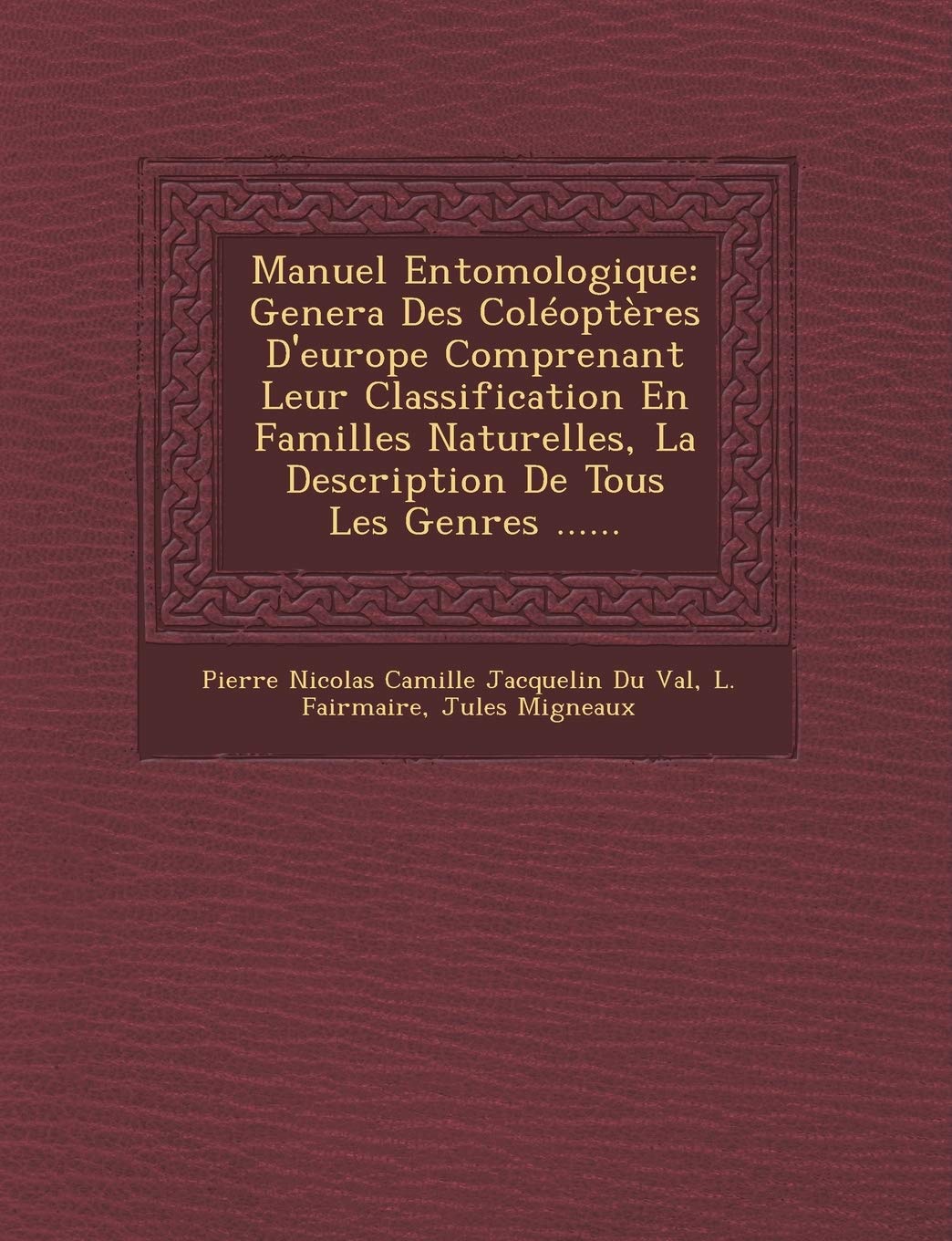 Manuel Entomologique: Genera Des Coleopteres D'Europe Comprenant Leur Classification En Familles Naturelles, La Description de Tous Les Genres ...... book