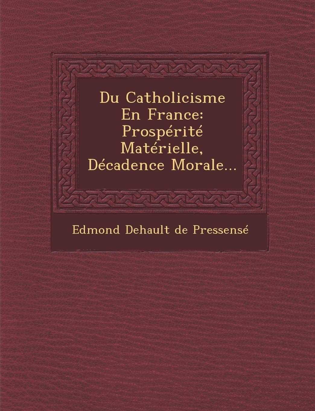 Du Catholicisme En France: Prosperite Materielle, Decadence Morale... book