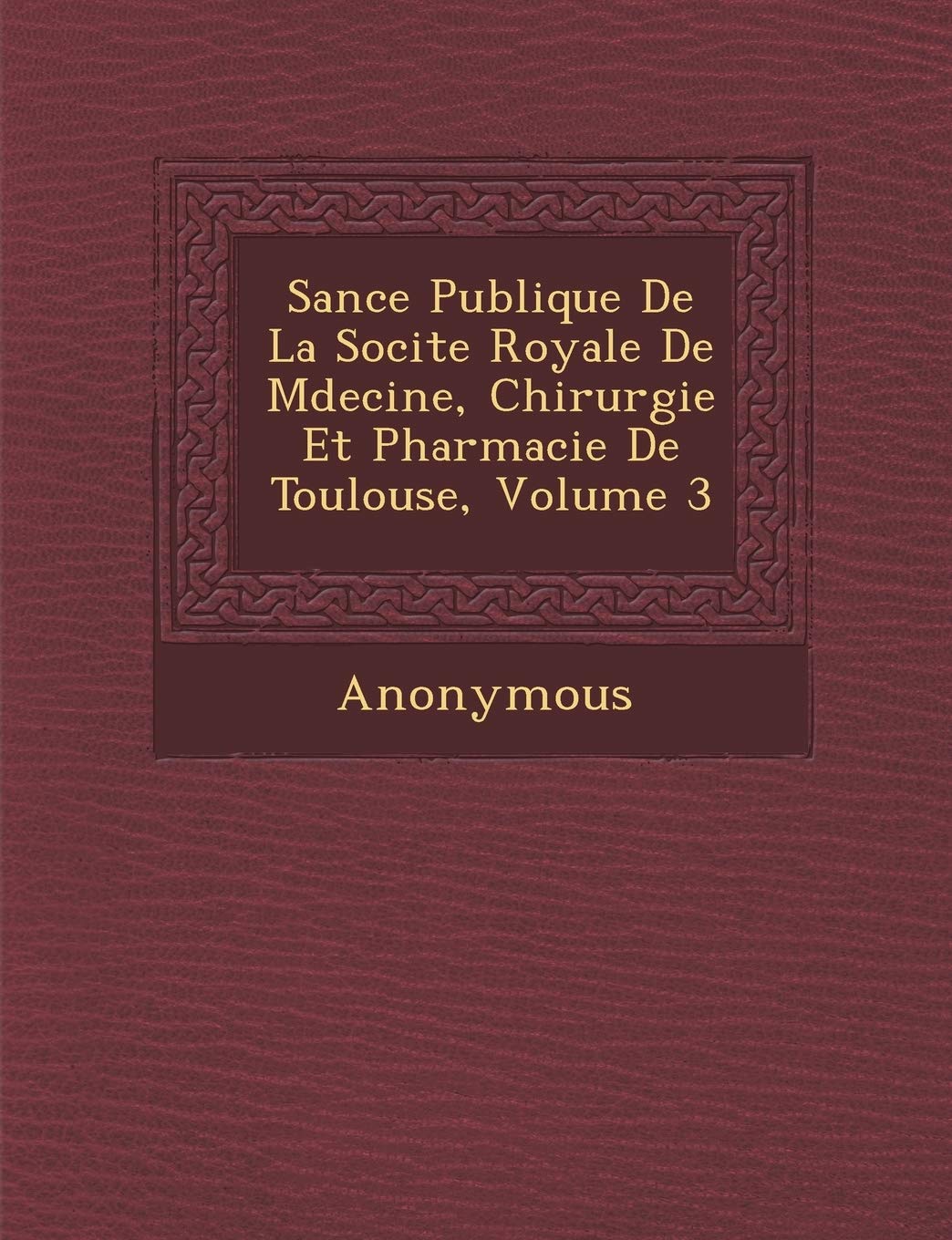 S Ance Publique de La Soci Te Royale de M Decine, Chirurgie Et Pharmacie de Toulouse, Volume 3 book