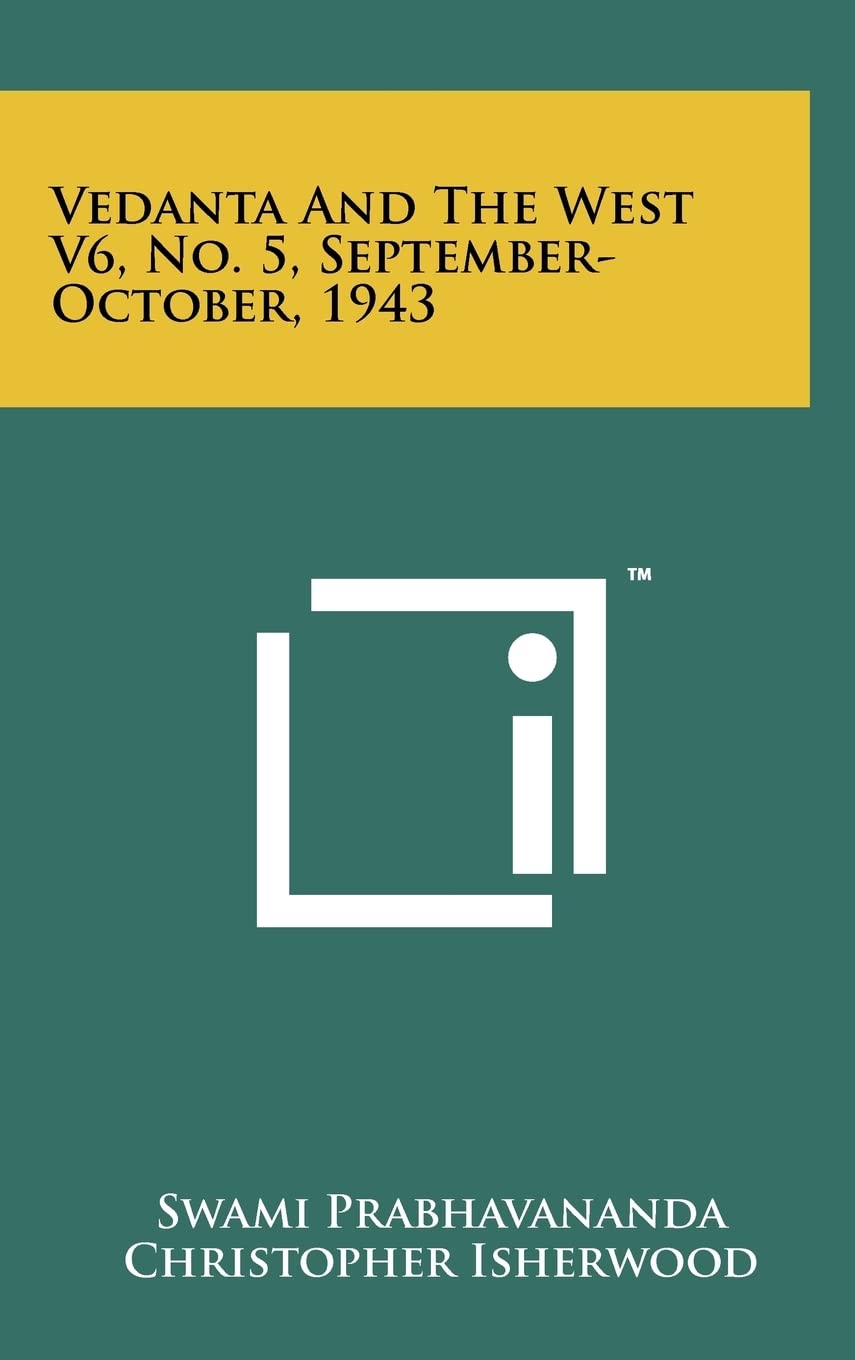 Vedanta and the West V6, No. 5, September-October, 1943 Contemporary literature