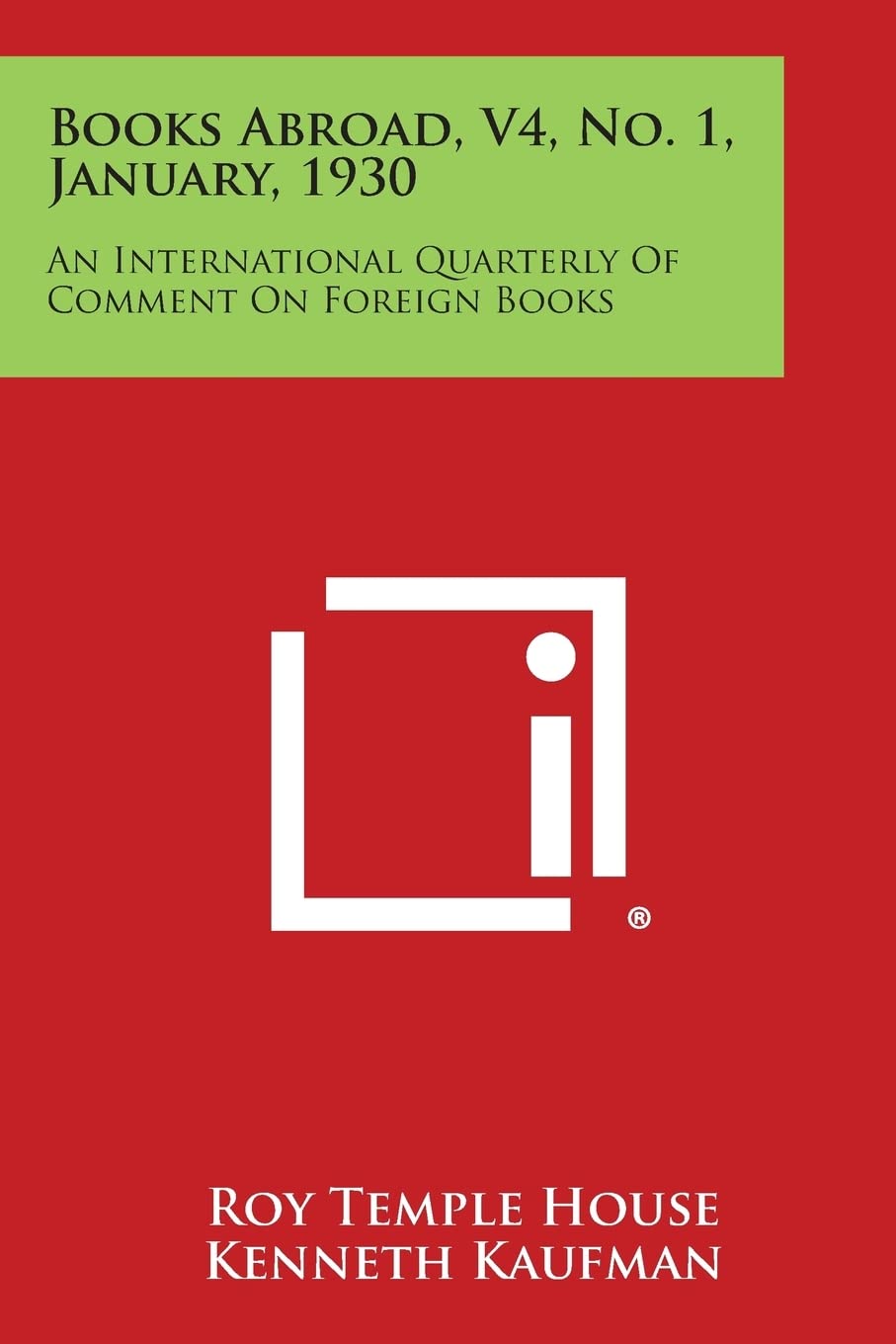 Books Abroad, V4, No. 1, January, 1930: An International Quarterly of Comment on Foreign Books Contemporary literature Books