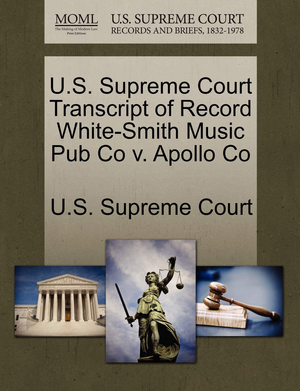 U.S. Supreme Court Transcript of Record White-Smith Music Pub Co V. Apollo Co Law
