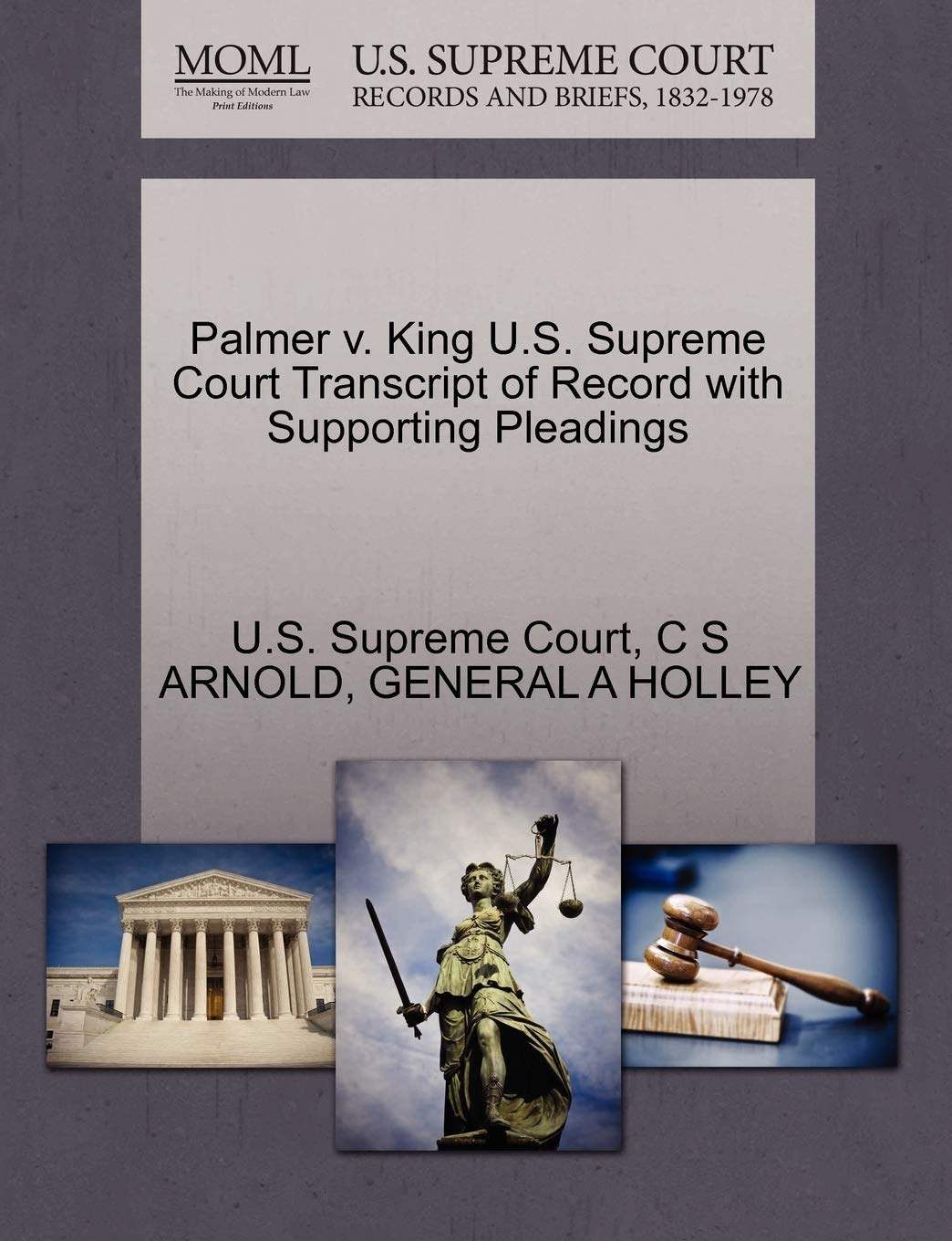 Palmer V. King U.S. Supreme Court Transcript of Record with Supporting Pleadings Law