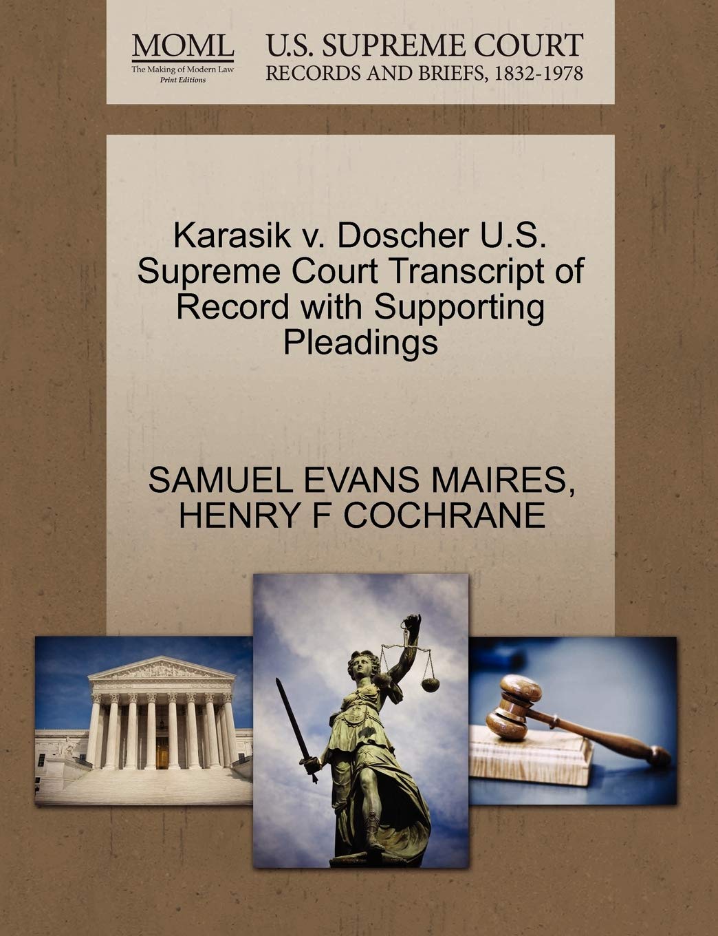 Karasik V. Doscher U.S. Supreme Court Transcript of Record with Supporting Pleadings Law