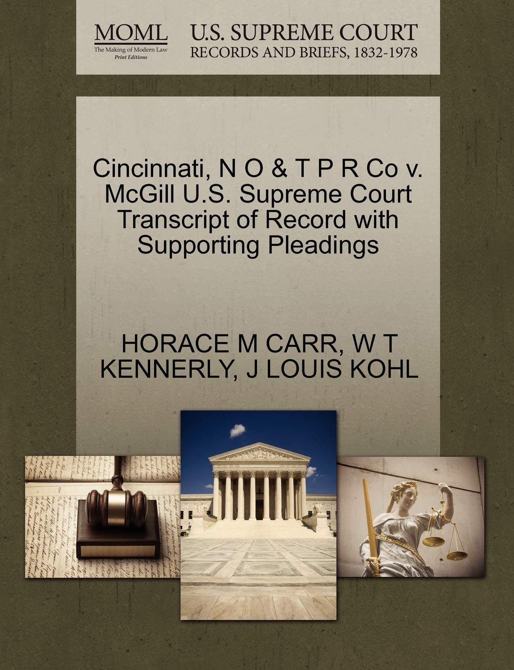 Cincinnati, N O & T P R Co V. McGill U.S. Supreme Court Transcript of Record with Supporting Pleadings Law