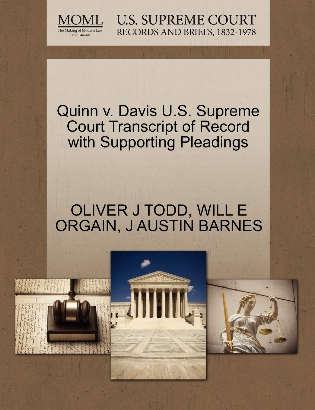 Quinn V. Davis U.S. Supreme Court Transcript of Record with Supporting Pleadings Law