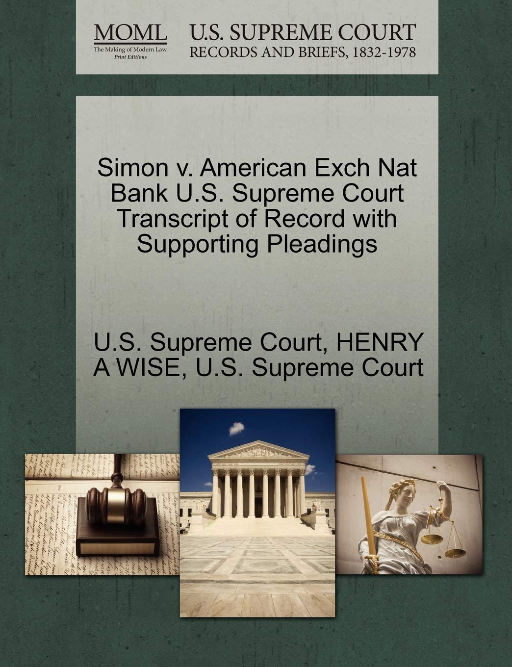 Simon V. American Exch Nat Bank U.S. Supreme Court Transcript of Record with Supporting Pleadings Law