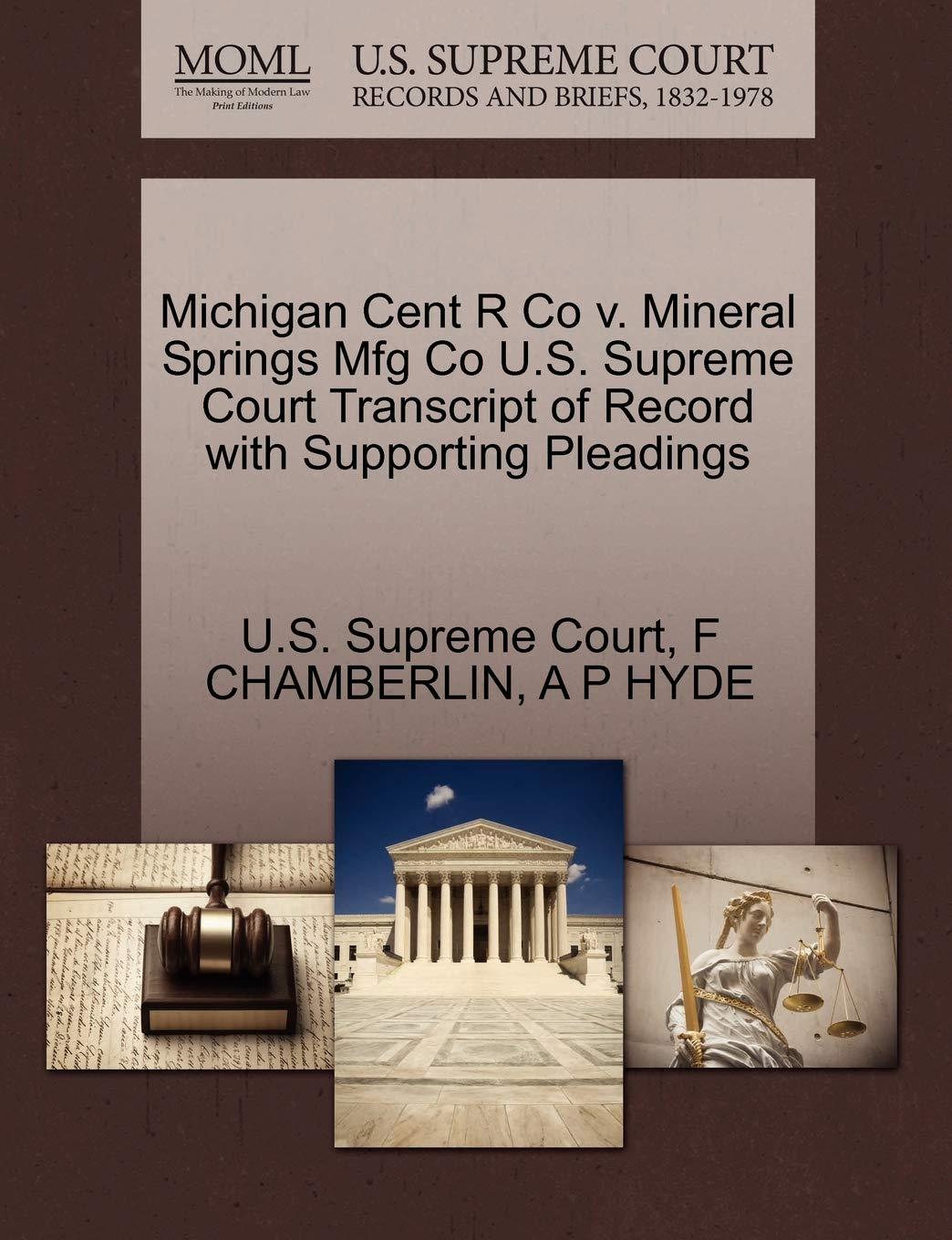 Michigan Cent R Co V. Mineral Springs Mfg Co U.S. Supreme Court Transcript of Record with Supporting Pleadings Law