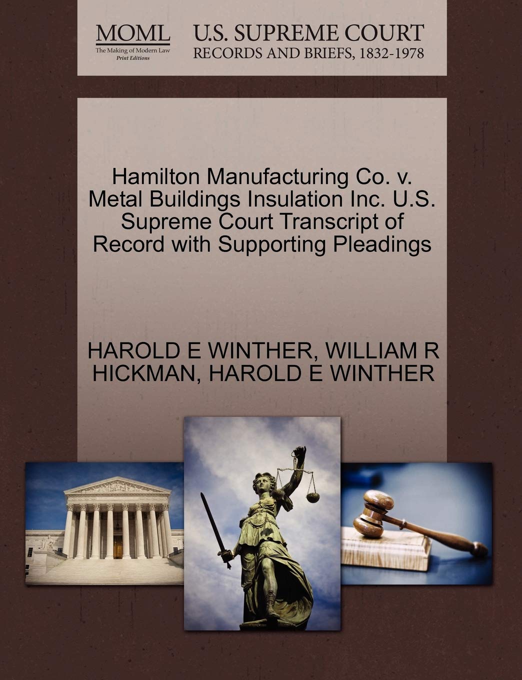 Hamilton Manufacturing Co. V. Metal Buildings Insulation Inc. U.S. Supreme Court Transcript of Record with Supporting Pleadings Law