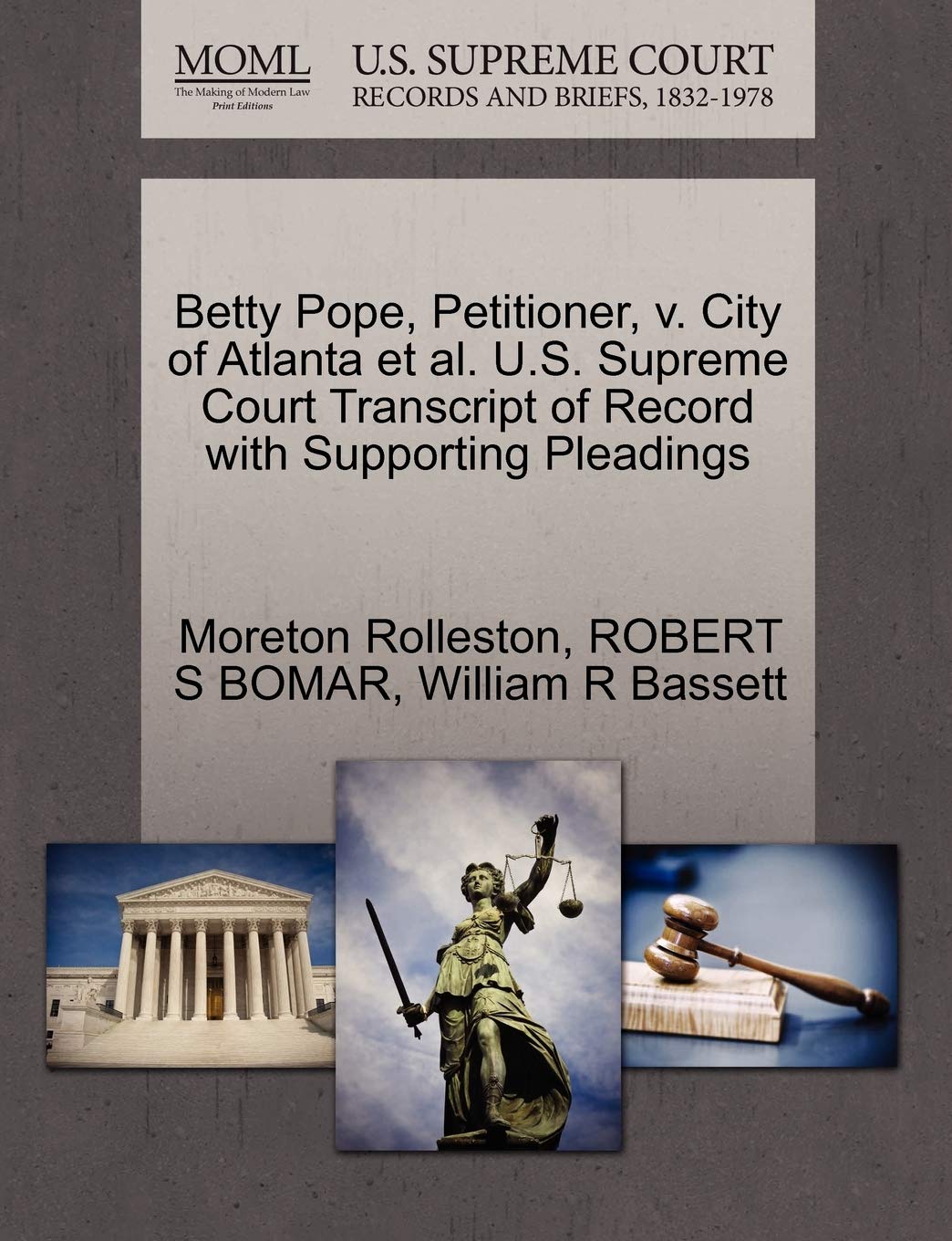Betty Pope, Petitioner, V. City of Atlanta Et Al. U.S. Supreme Court Transcript of Record with Supporting Pleadings Law