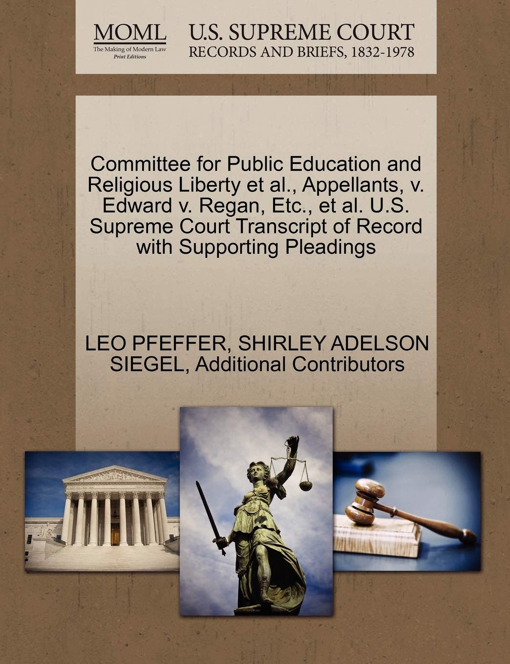 Committee for Public Education and Religious Liberty et al., Appellants, V. Edward V. Regan, Etc., et al. U.S. Supreme Court Transcript of Record with Supporting Pleadings Law